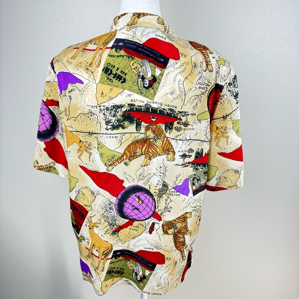 Ciaosport Retro Vintage Button Down Silk Top Women's Size 14 - Picture 4 of 9